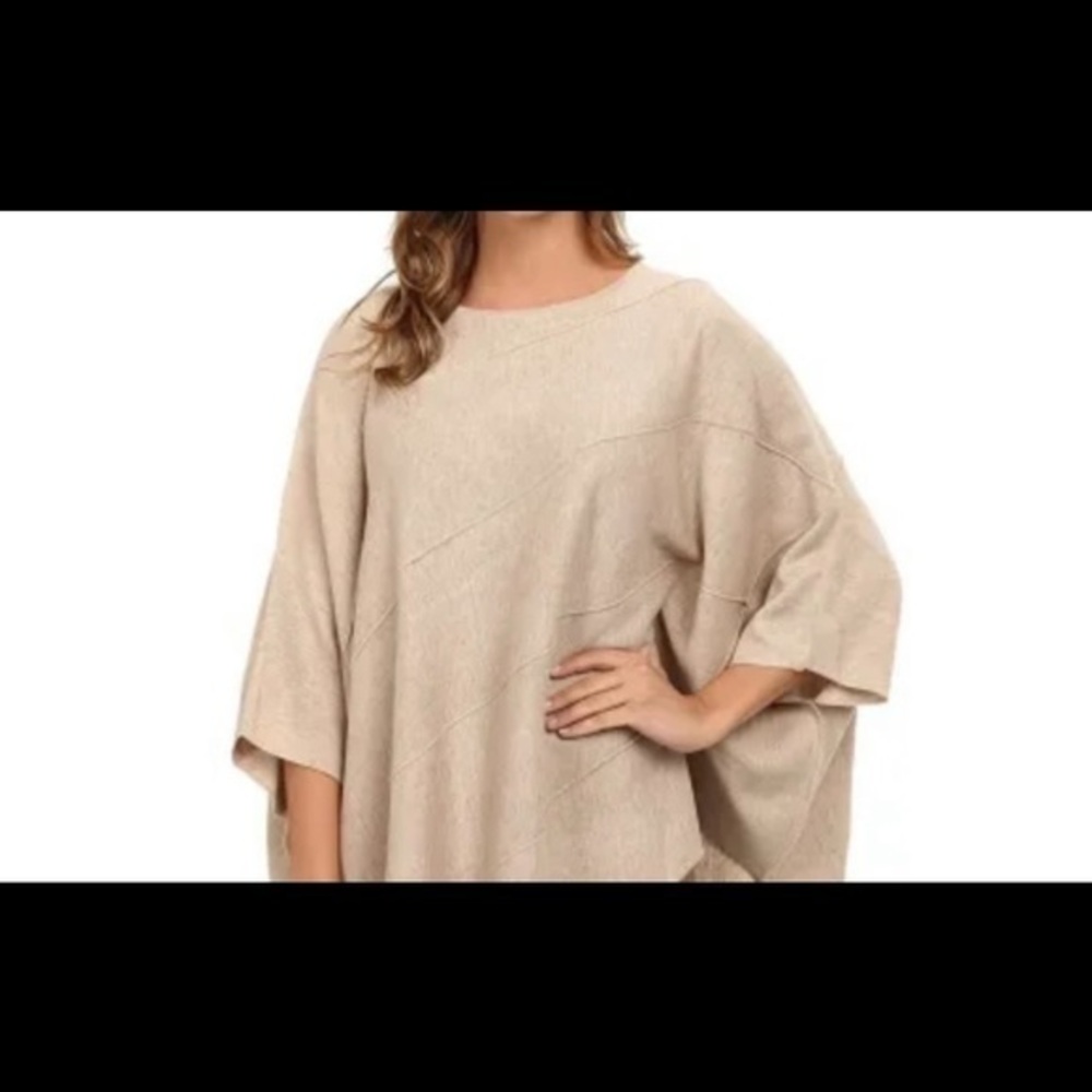 Calvin Klein Women's Diagonal Seam Cape Heather Latte Sweater SM/MD